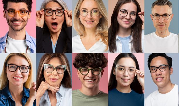 Collage de personas con gafas